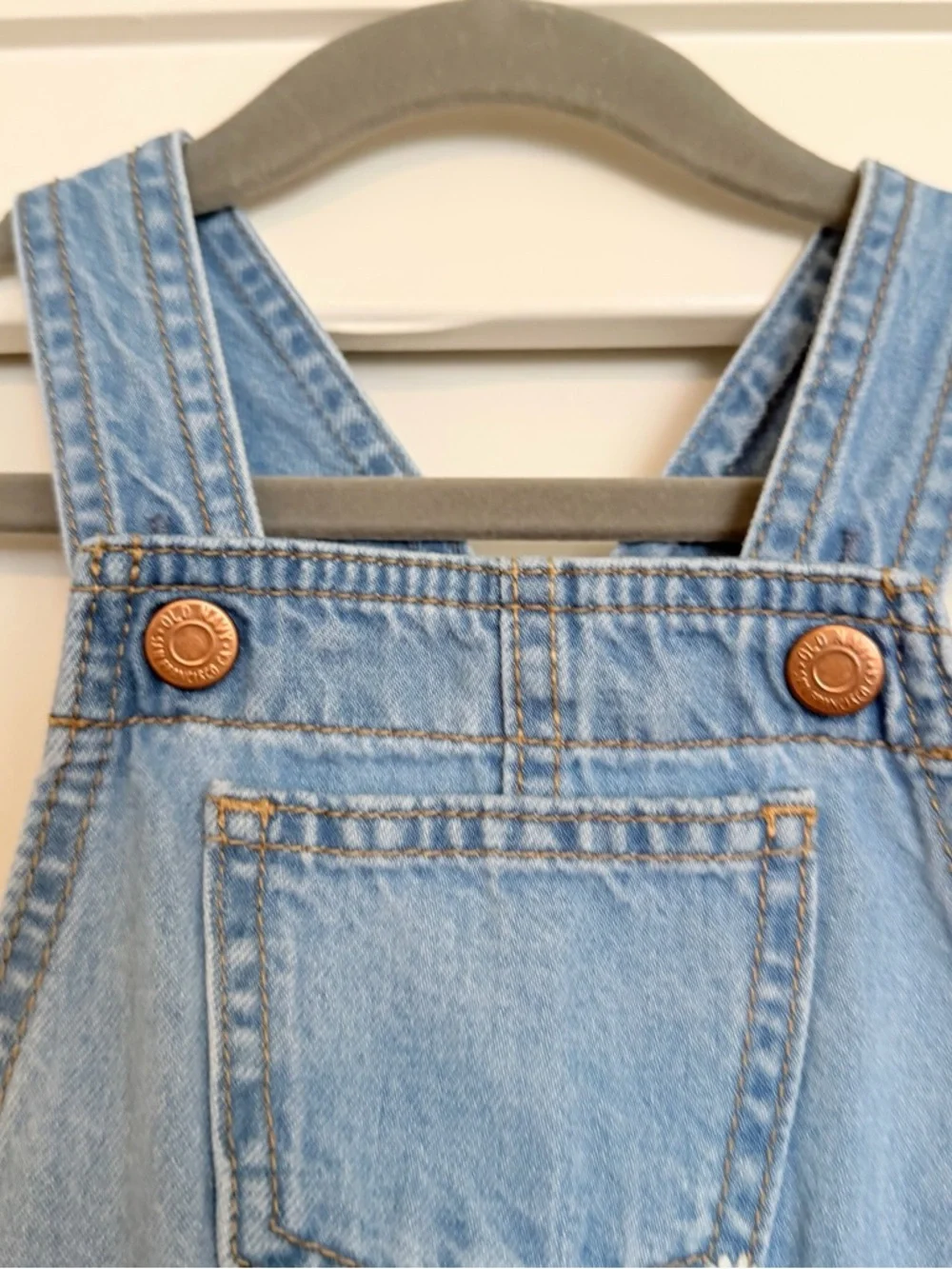 Old‎ Navy Light Blue Denim Overalls with Daisy Embroidery